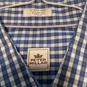 Peter Millar Blue/white Gingham dress shirt